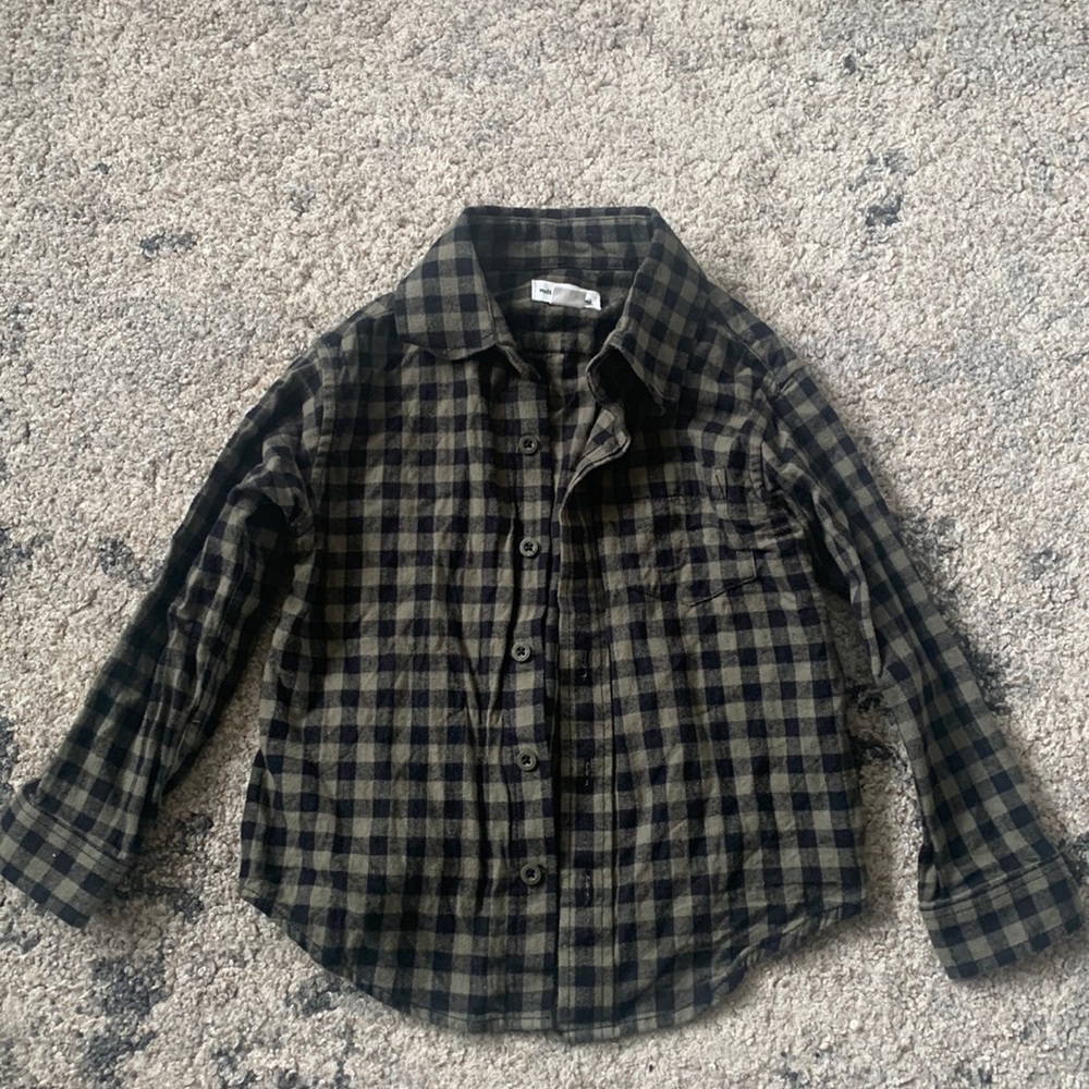 Toddler Miles the label checkered flannel!